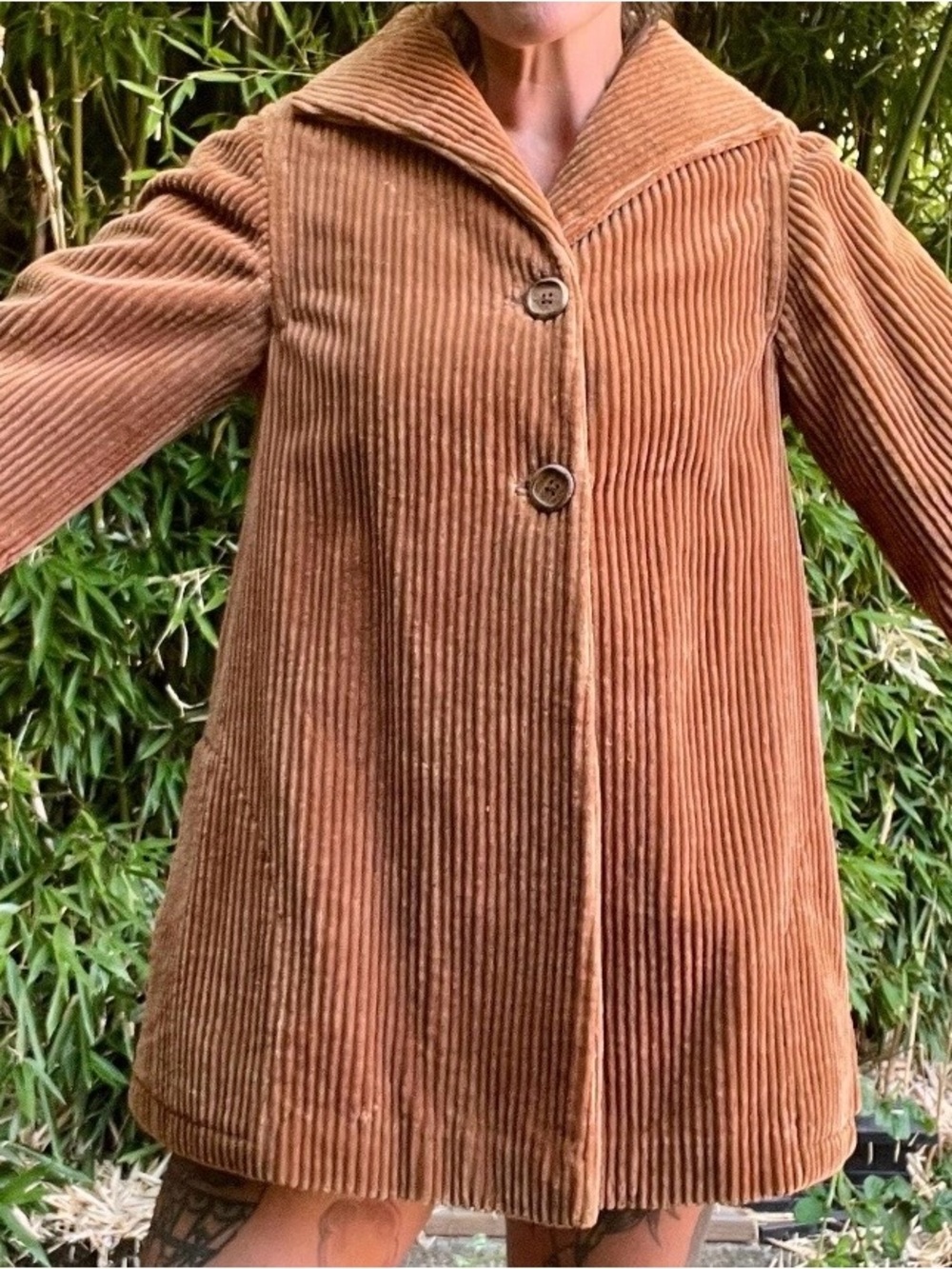 Women’s Corduroy A-Line Coat Jacket in Camel